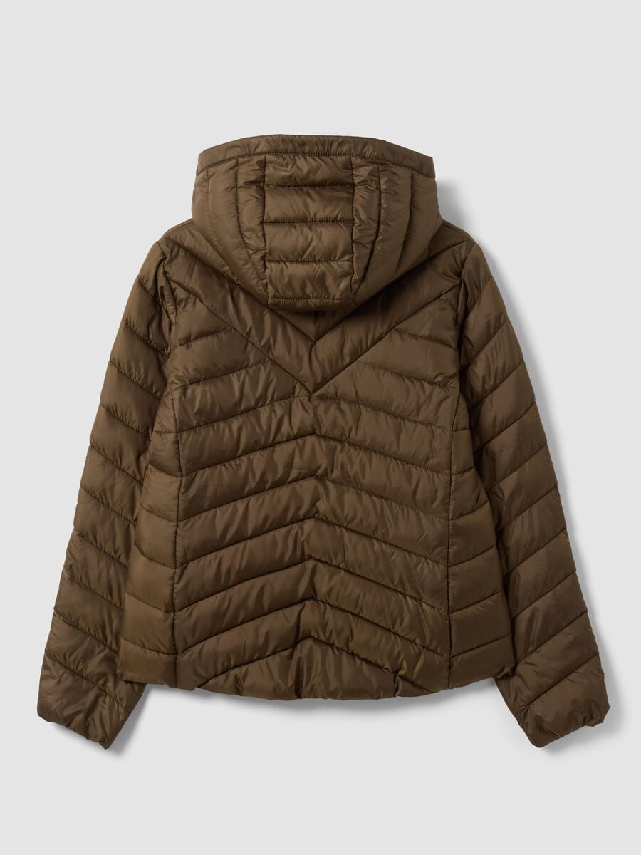 Giacca Ultralight verde trapuntata con cappuccio e zip_1