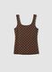 Brown fitted polka-dot stretch cotton top_5