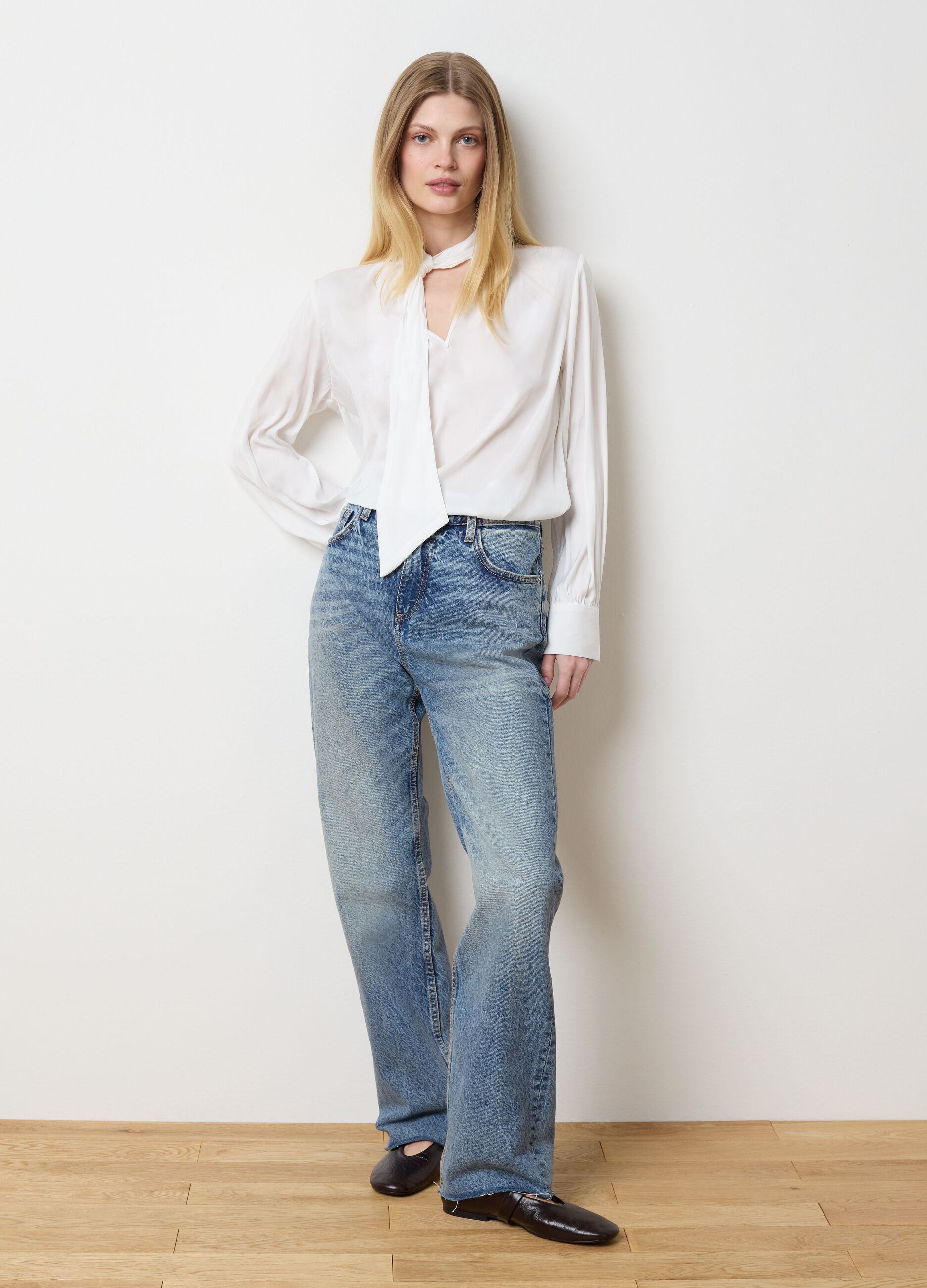 White blouse with bow