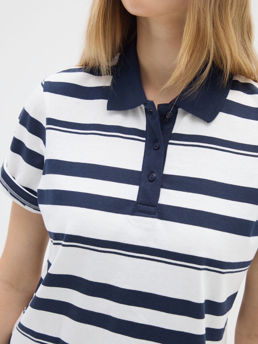White and blue striped cotton polo shirt_3