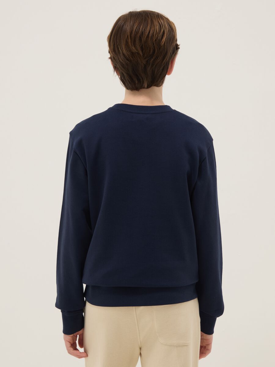 Boys' regular fit blue crew neck sweatshirt in pure cotton with print_1