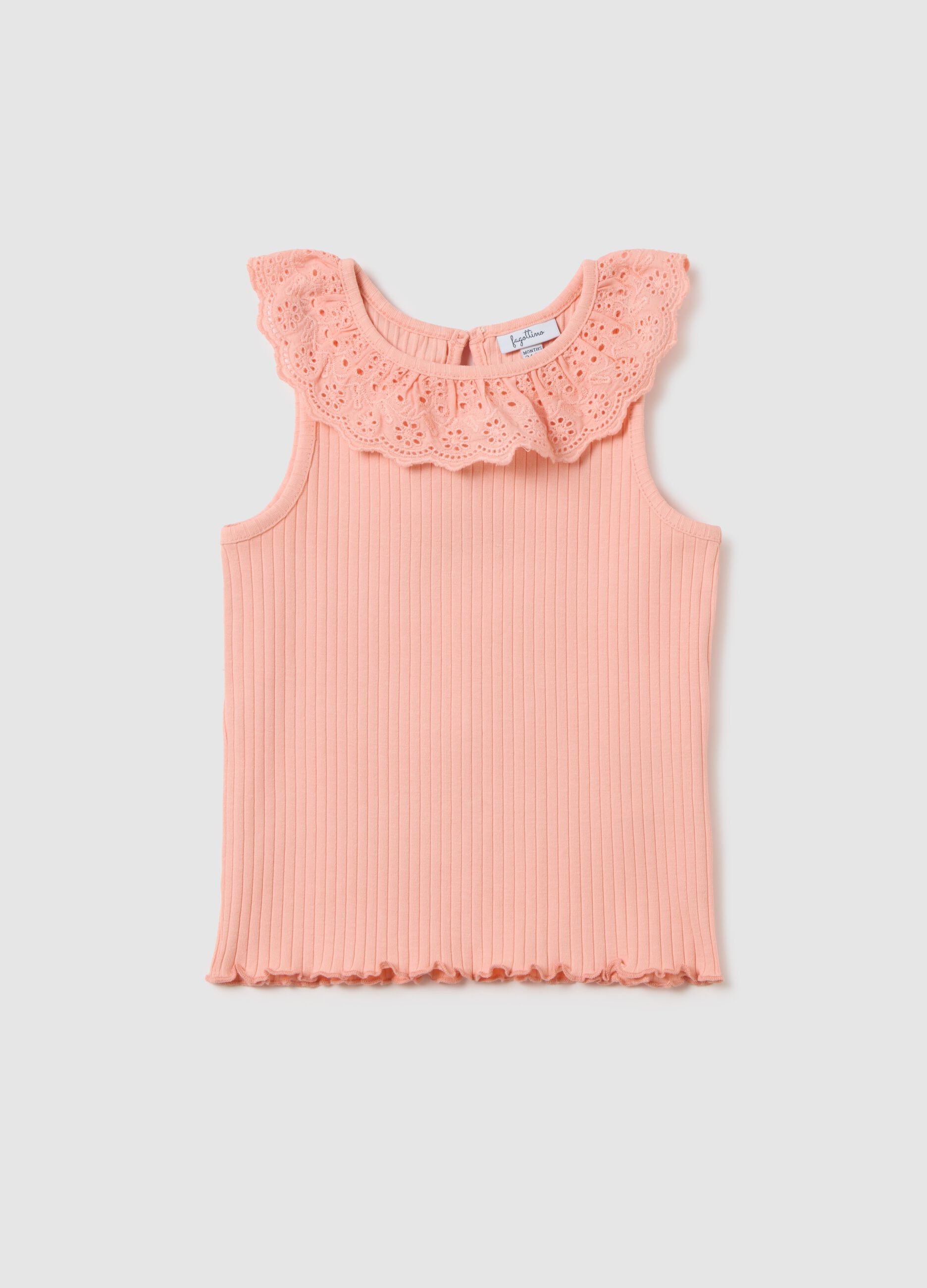 Girls' pink stretch cotton top, regular fit