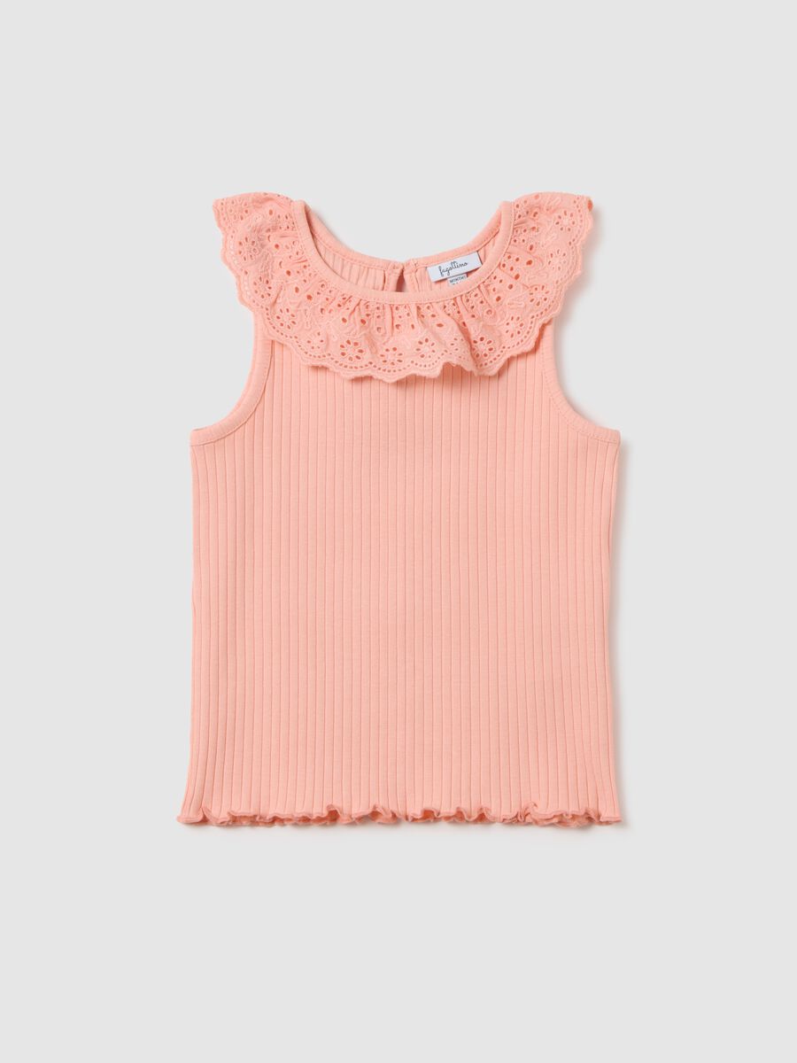 Top da bambina in cotone elasticizzato rosa regular fit_0