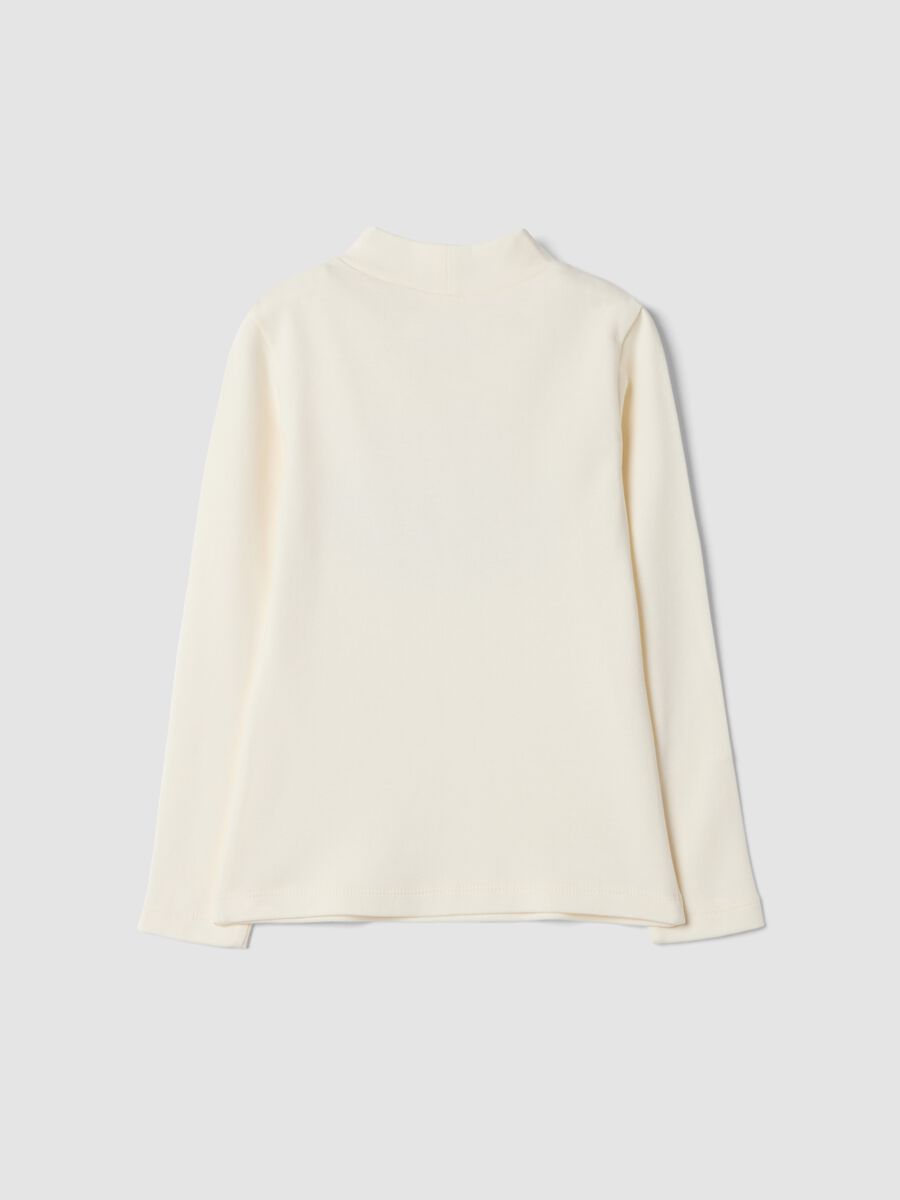 T-shirt bianca in puro cotone organico con collo rialzato_1
