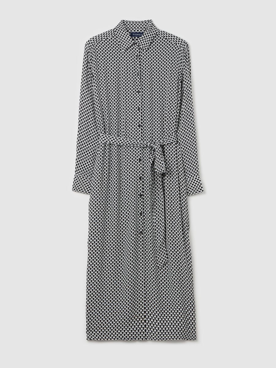 Shirt dress in viscose with micro print_4