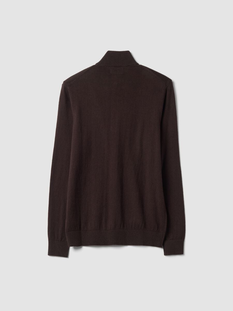 Brown cotton and cashmere blend jumper with collar_2