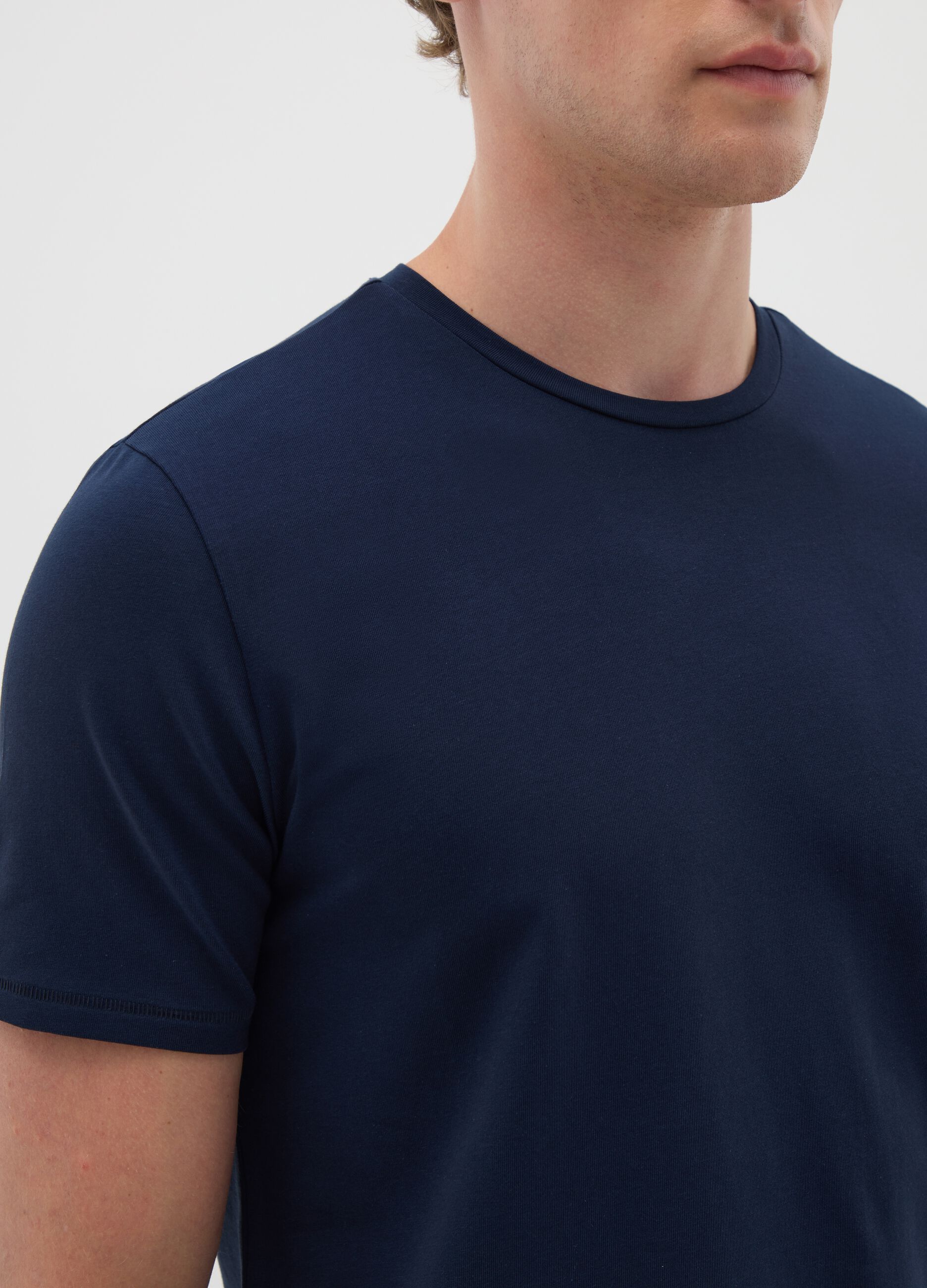 Men's blue slim fit stretch cotton t-shirt