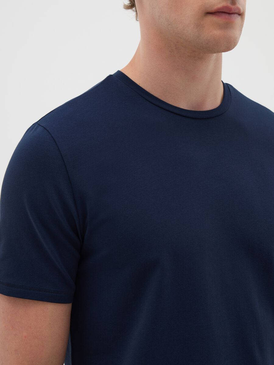 Men's blue slim fit stretch cotton t-shirt_2