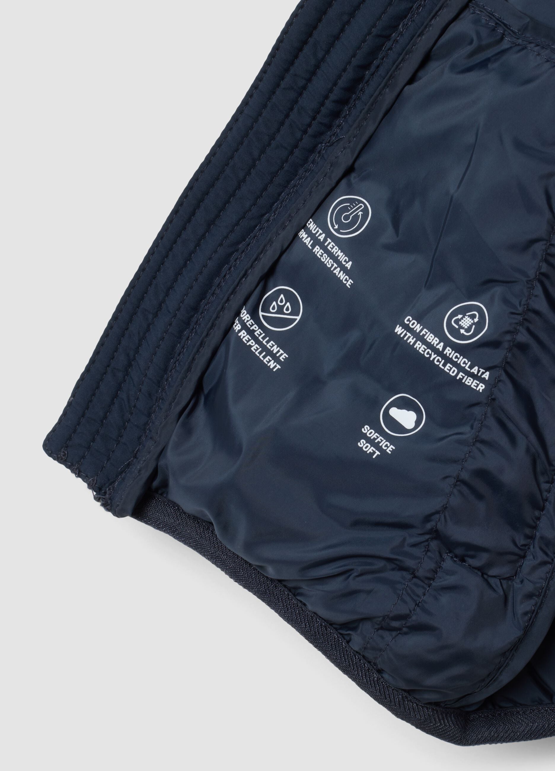 Giacca Ultralight blu trapuntata con cappuccio per bimbo