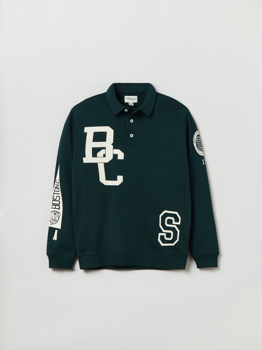 Felpa polo in French Terry con stampa_0