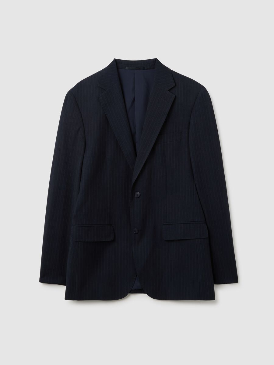Slim Fit Blue Blazer with Buttons_0