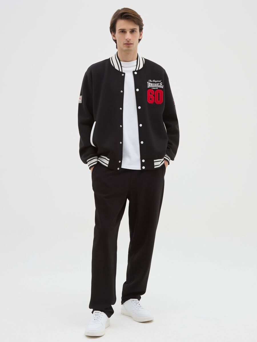 Black cotton-blend jacket with buttons_1