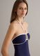 Blue stretch swimsuit with white piping_3