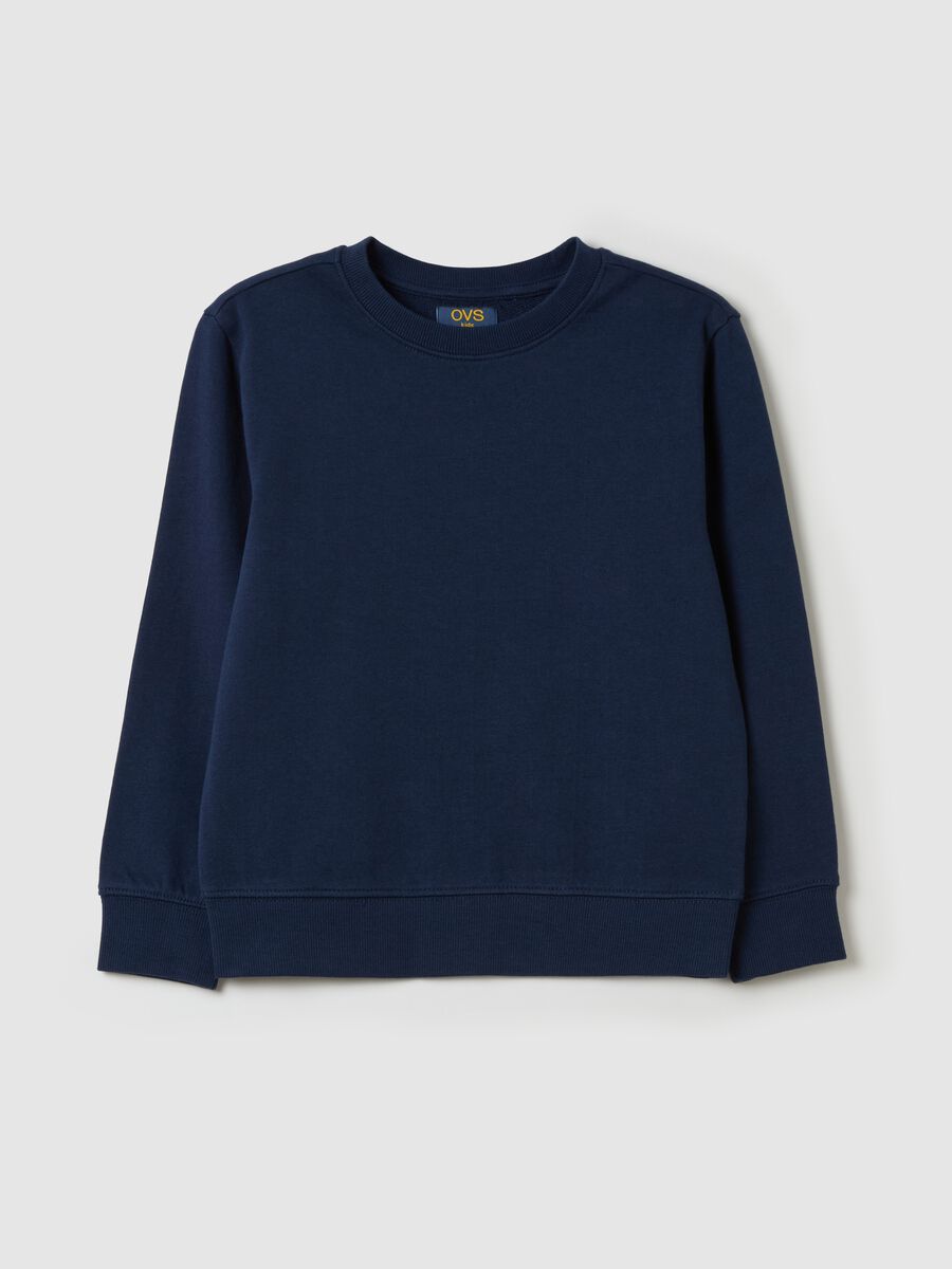 Solid colour round neck sweatshirt_0