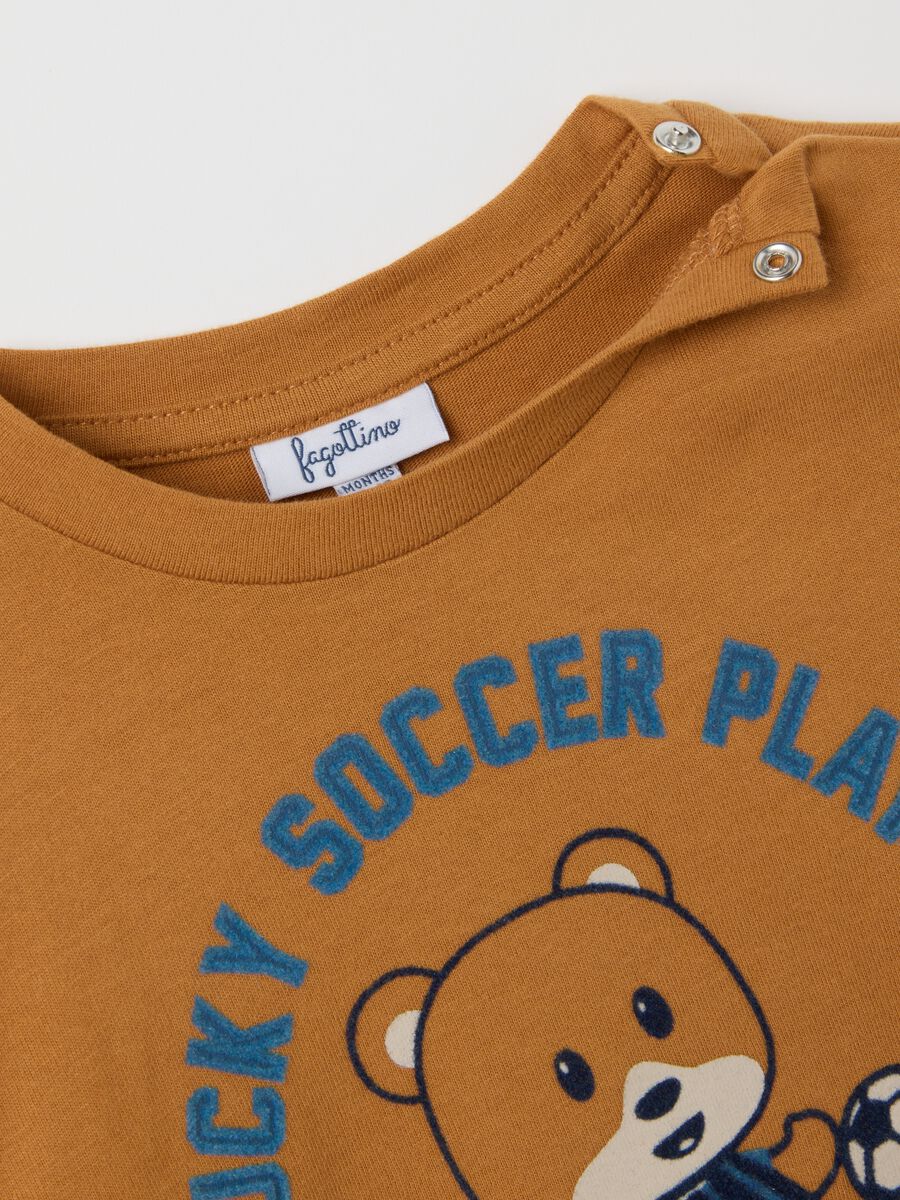 Brown pure cotton children's t-shirt with bear_1