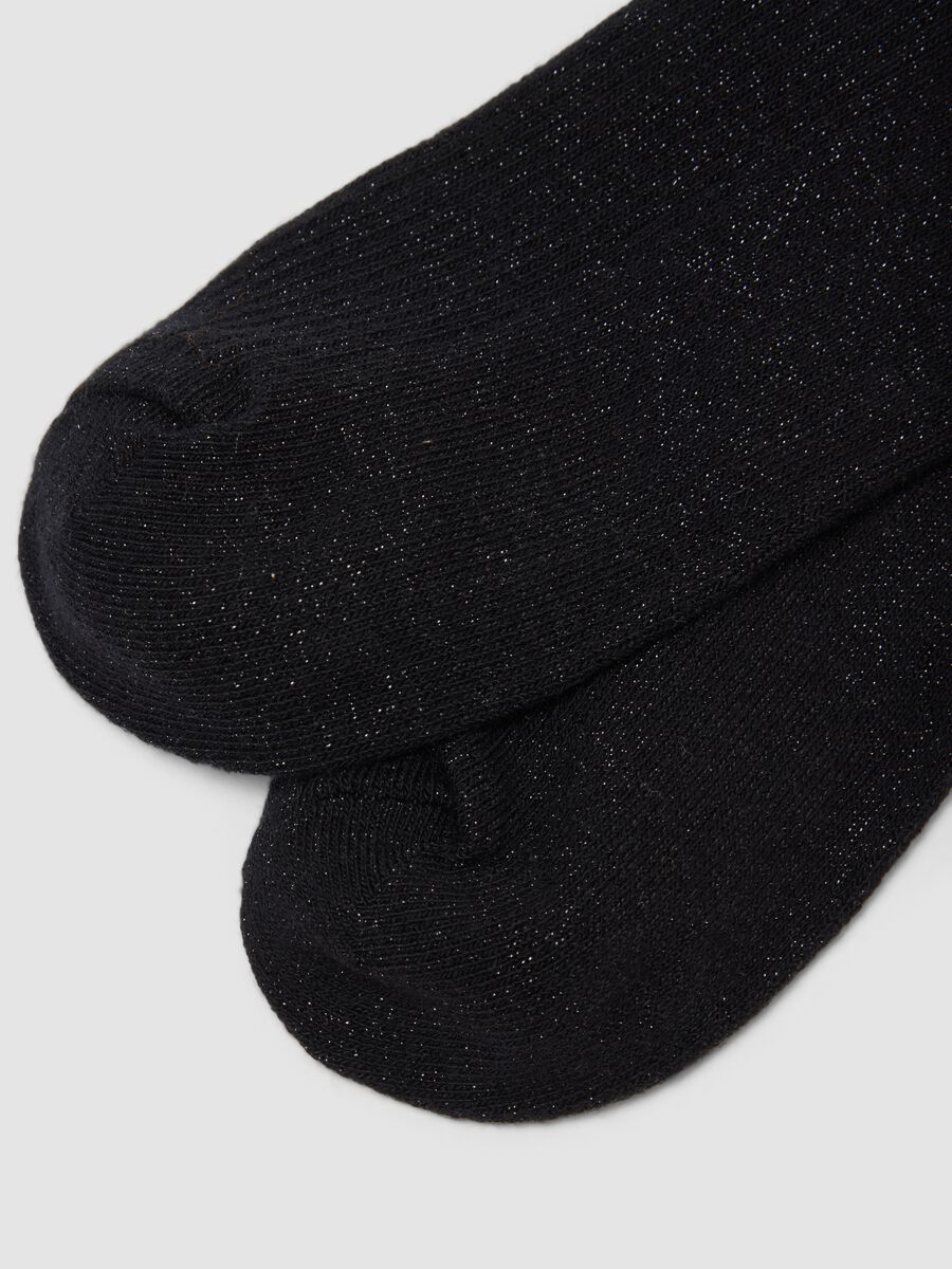 2-pack black organic stretch cotton socks with scalloped trim_2
