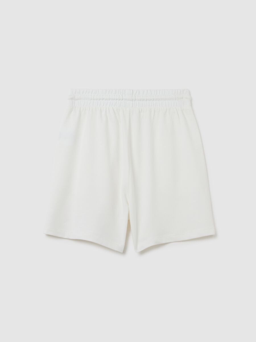 Girls' pure white cotton regular fit shorts_4