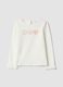 T-shirt in cotone elasticizzato bianco da bimba regular fit con cuori_0