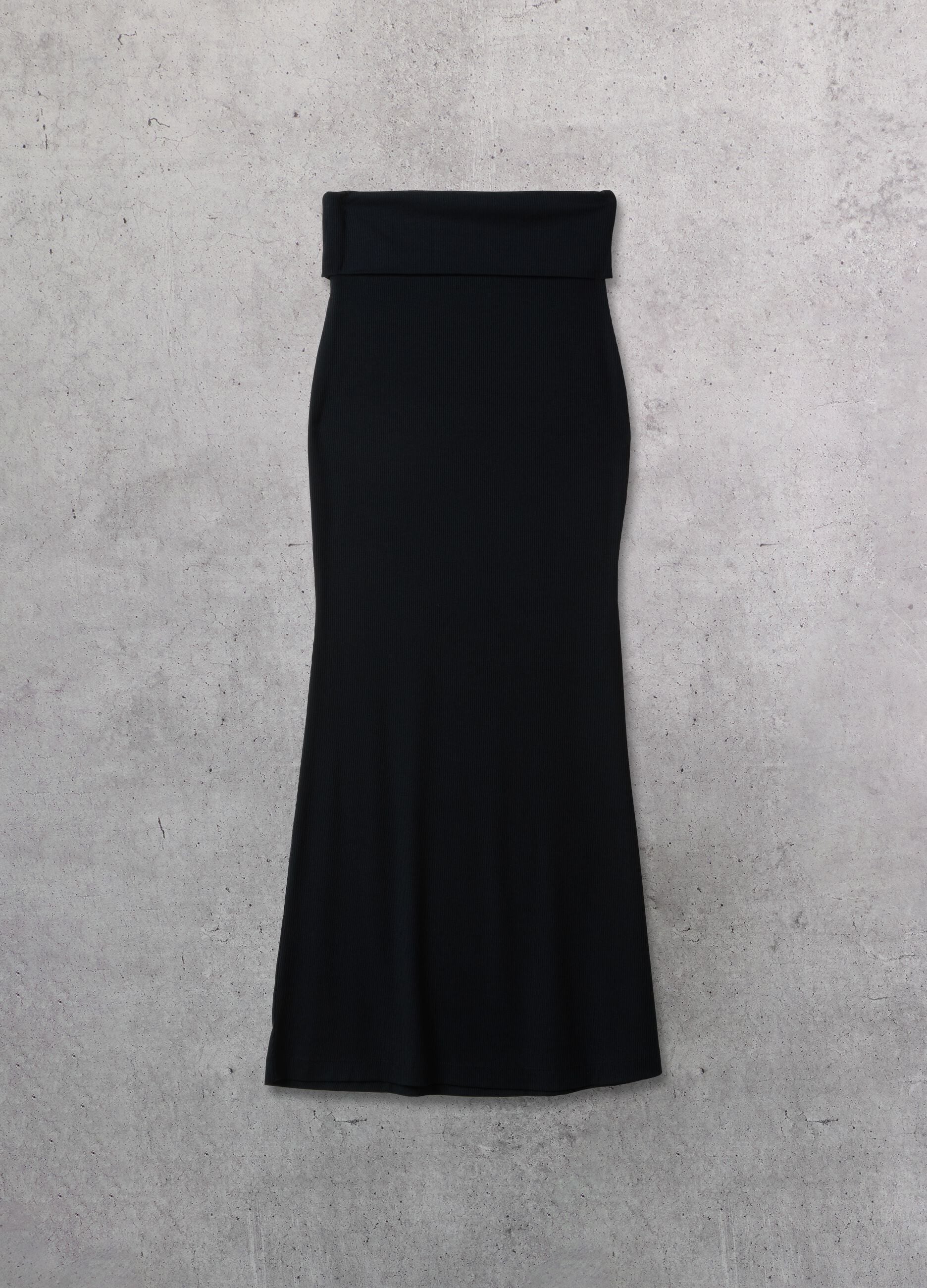 Black Foldover Long Skirt