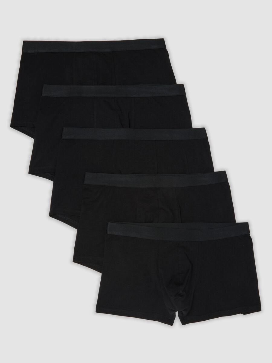 Multipack di cinque boxer neri in cotone organico elasticizzato_4