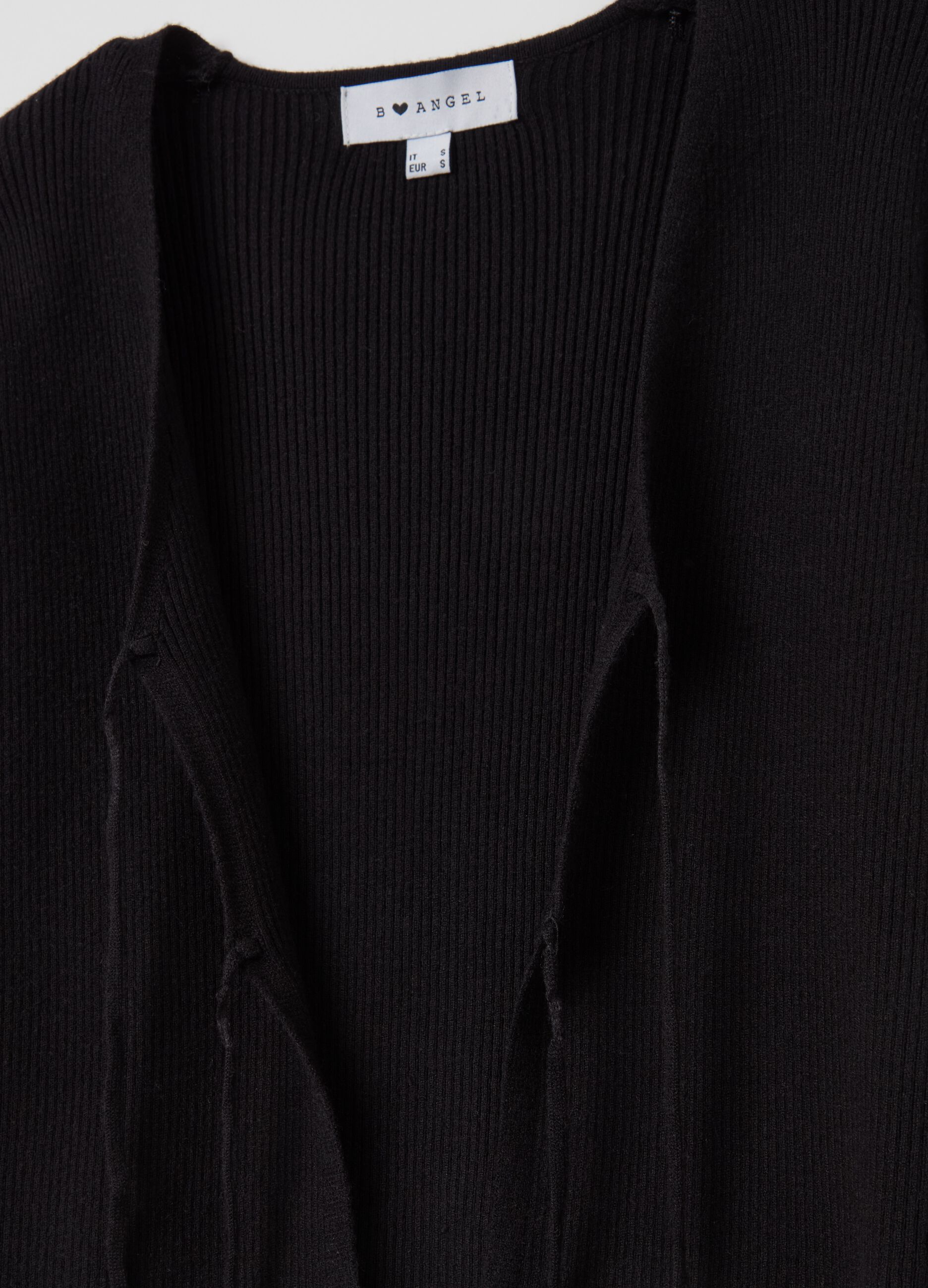 Ribbed cardigan with laces