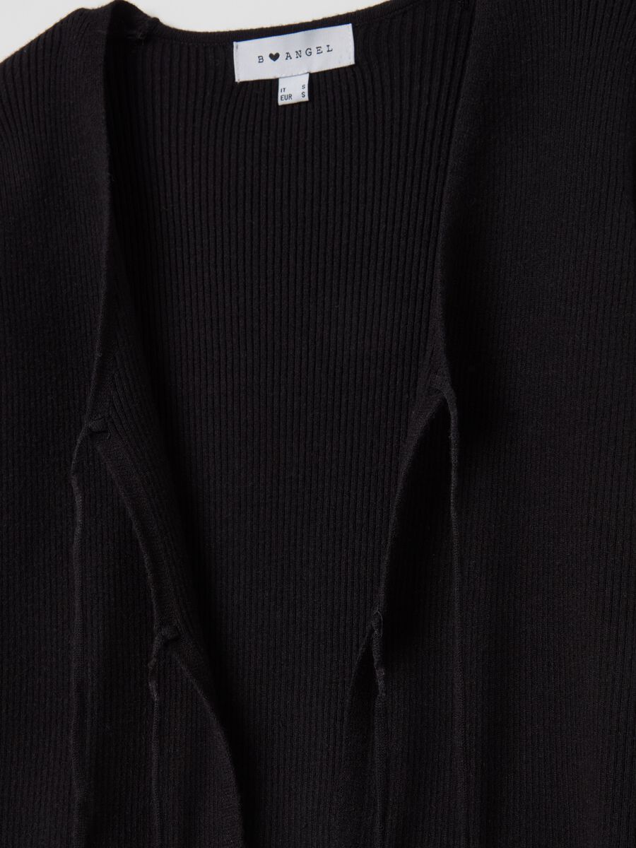 Ribbed cardigan with laces_5