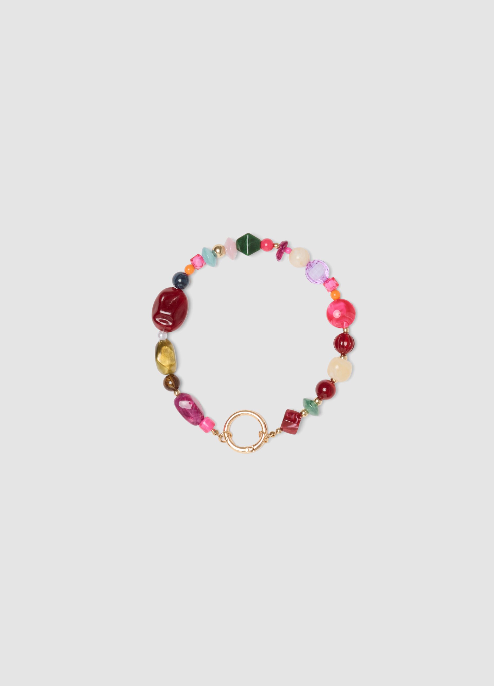 Multicolour beaded bracelet with ring clasp