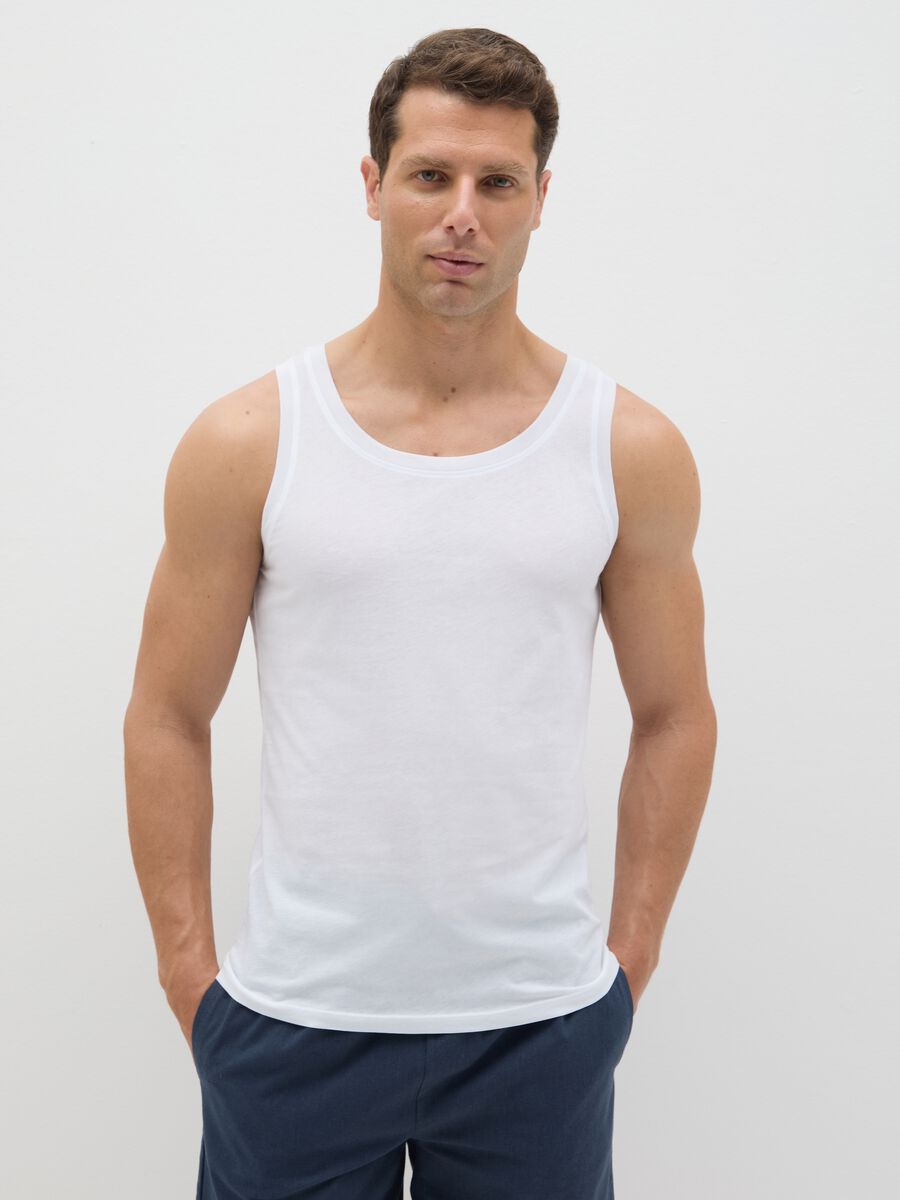 Men's White Regular Fit Pure Cotton Vest_1
