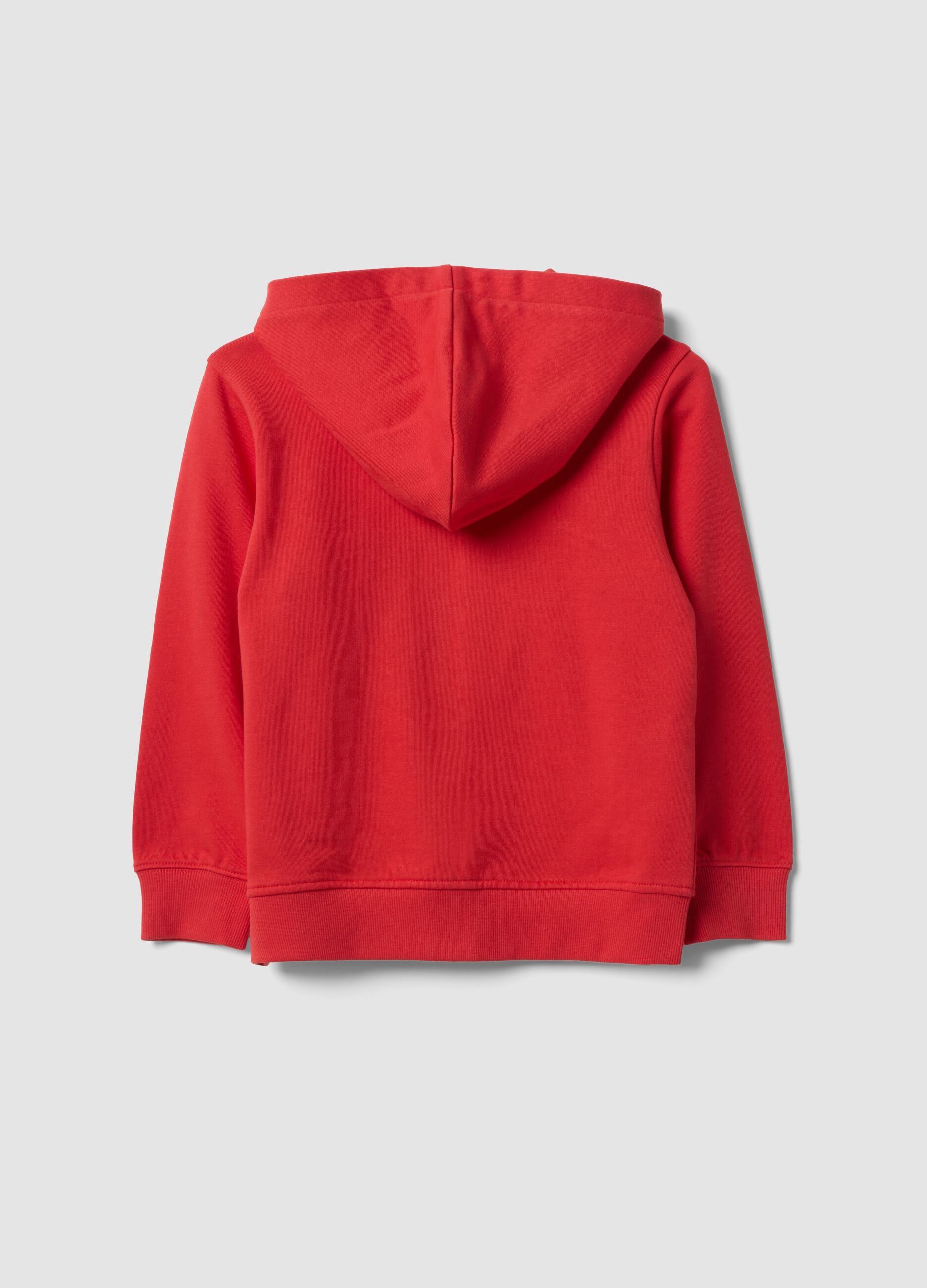 Red pure organic cotton hooded sweatshirt for boys, regular fit