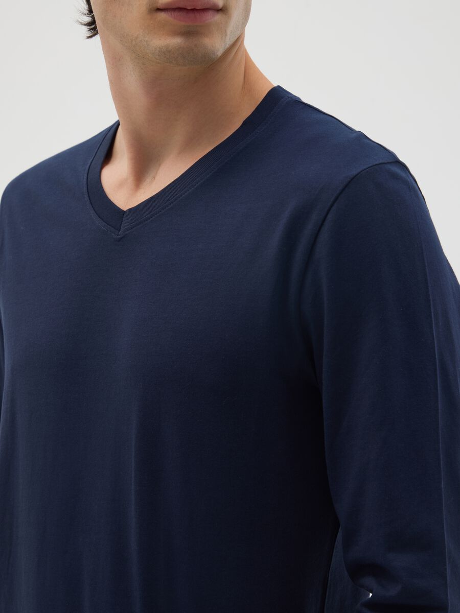 T-shirt in puro cotone blu regular fit_3