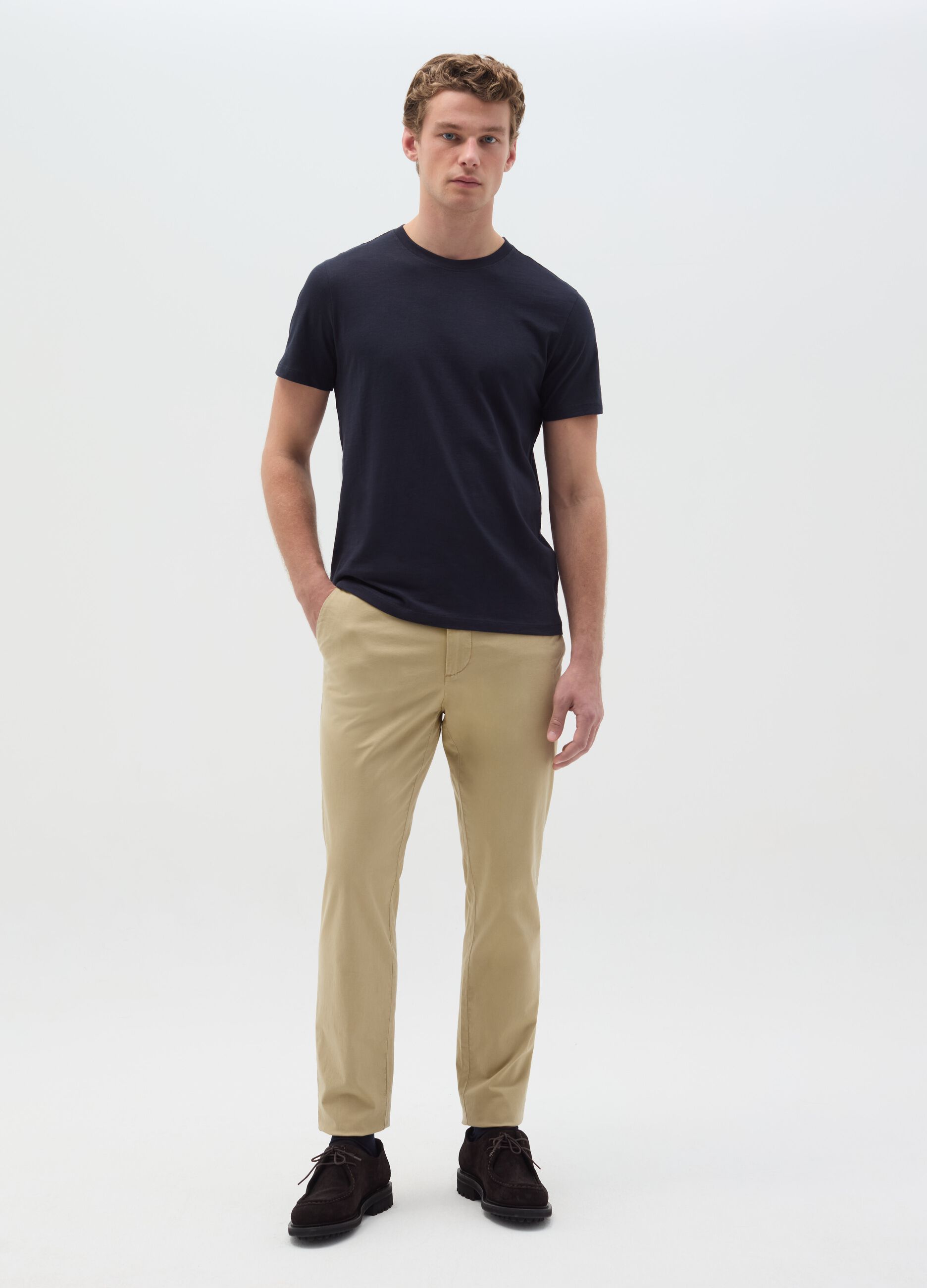 T-shirt in slub cotton with round neck