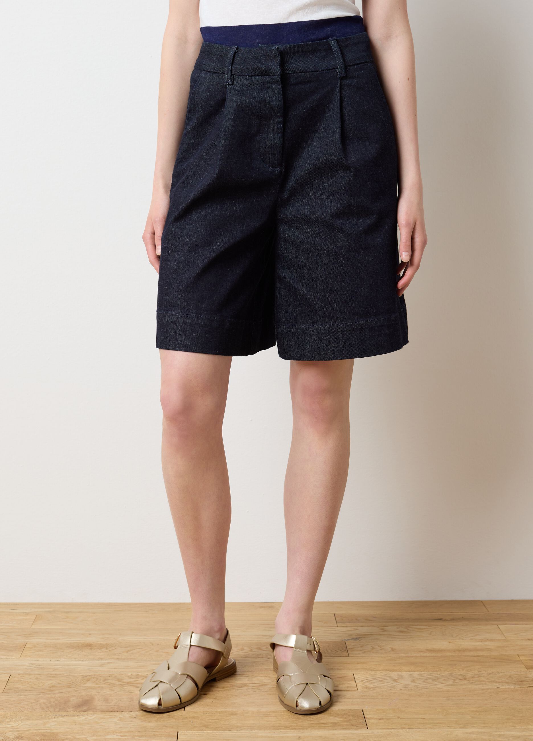 Women's Wide Leg Denim Blue Shorts