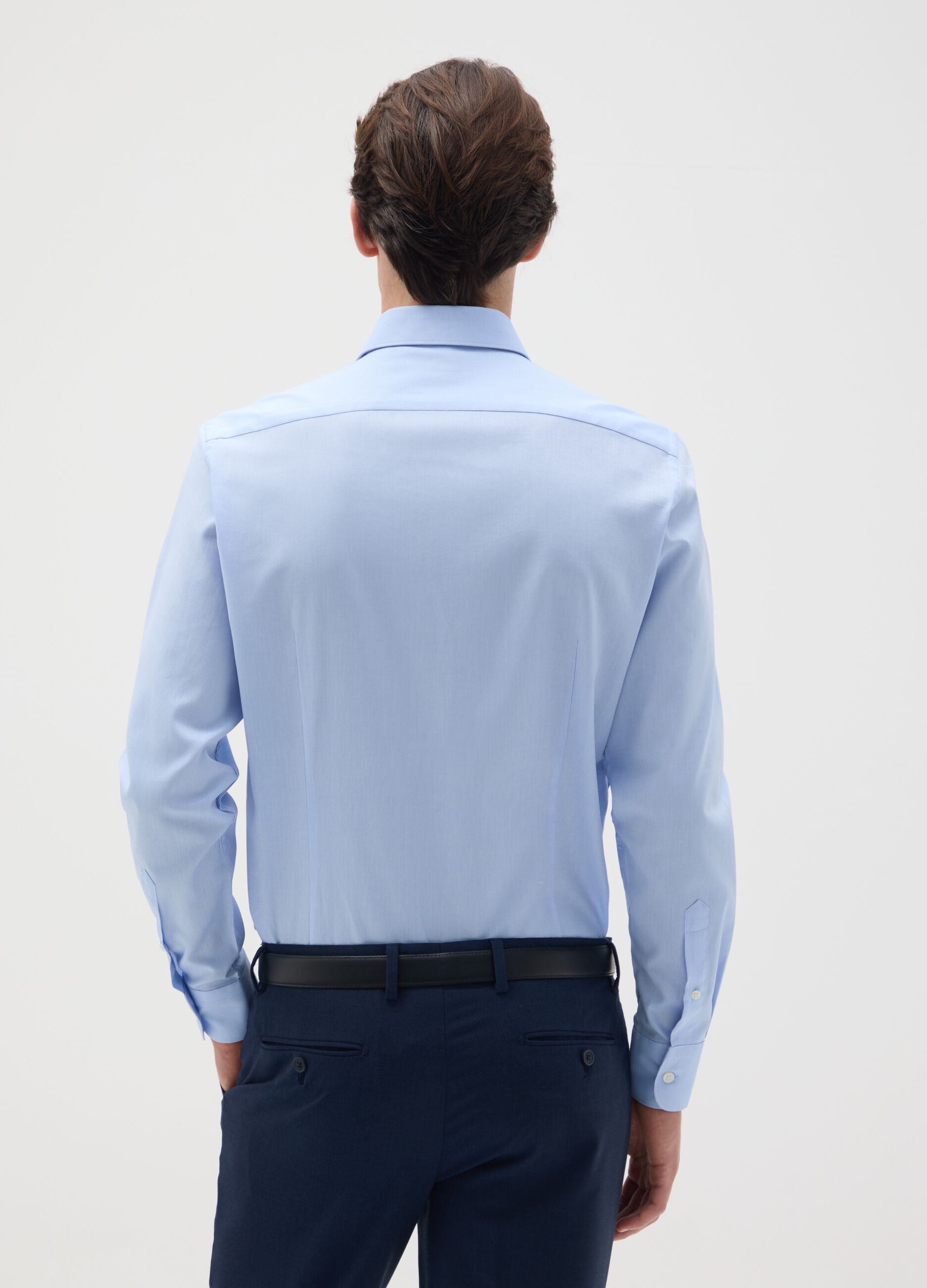 Men's slim fit light blue pure cotton shirt