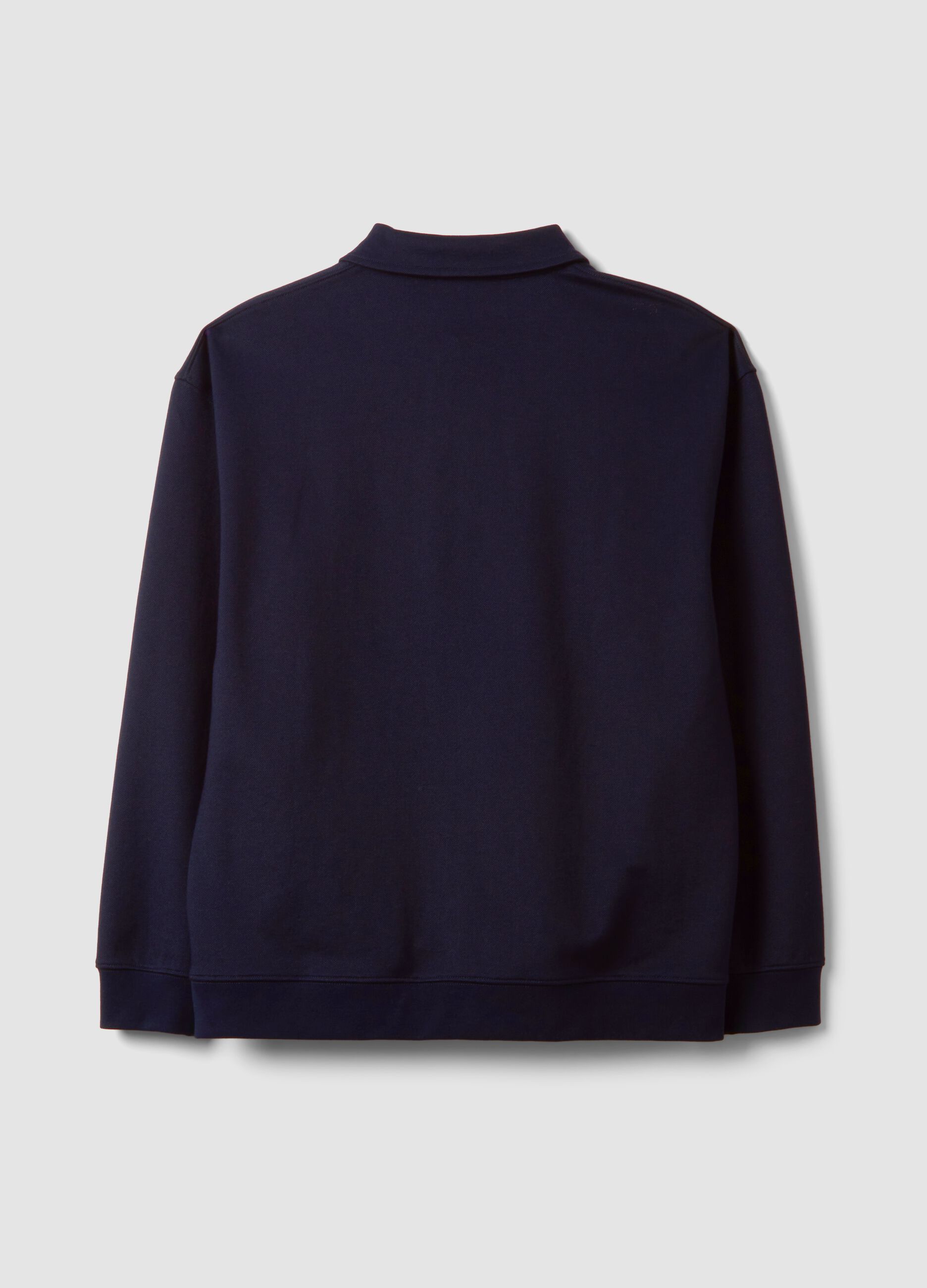 Felpa blu in tessuto elasticizzato con collo polo relaxed fit