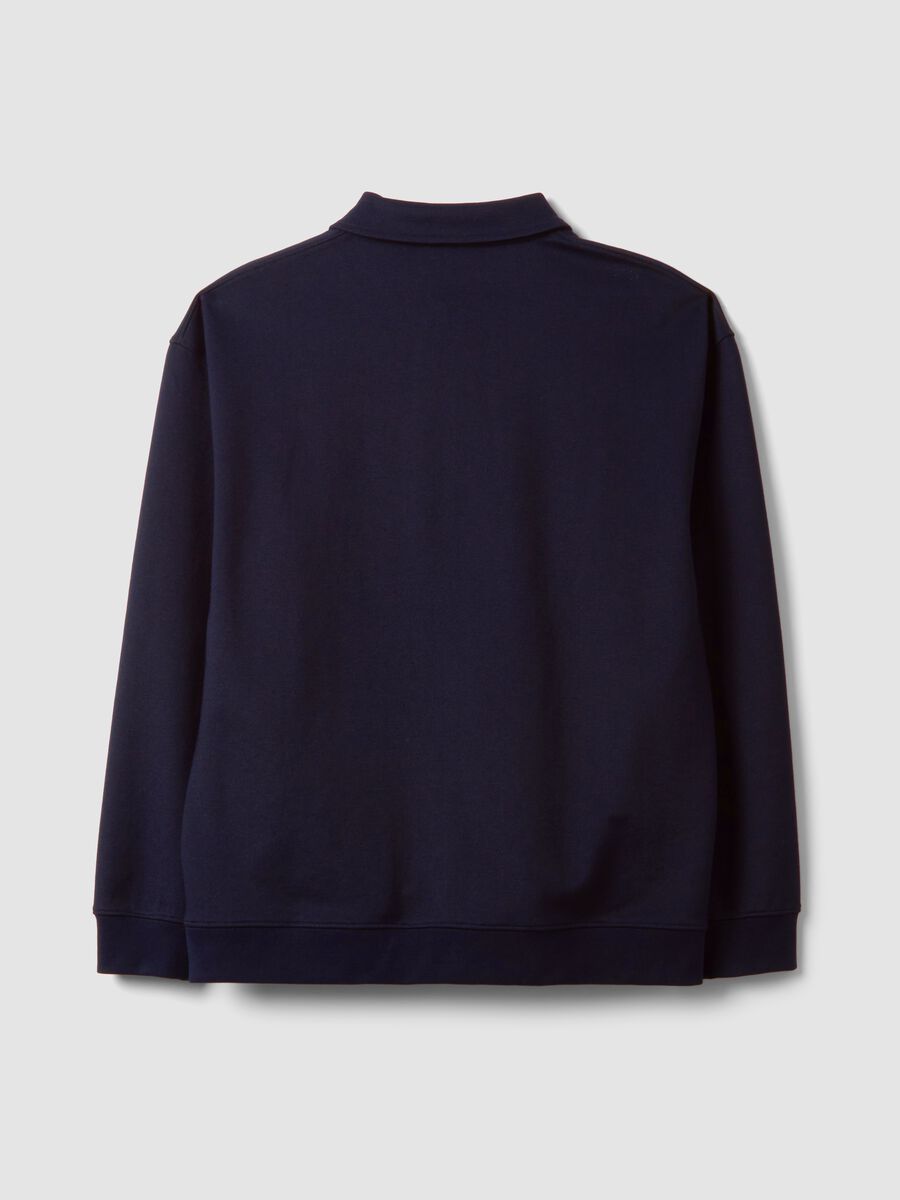 Felpa blu in tessuto elasticizzato con collo polo relaxed fit_6