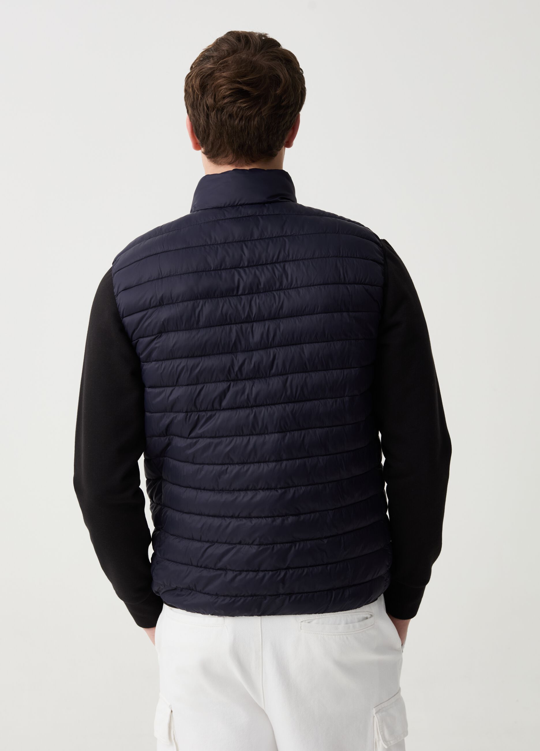 Ultralight quilted gilet with high neck