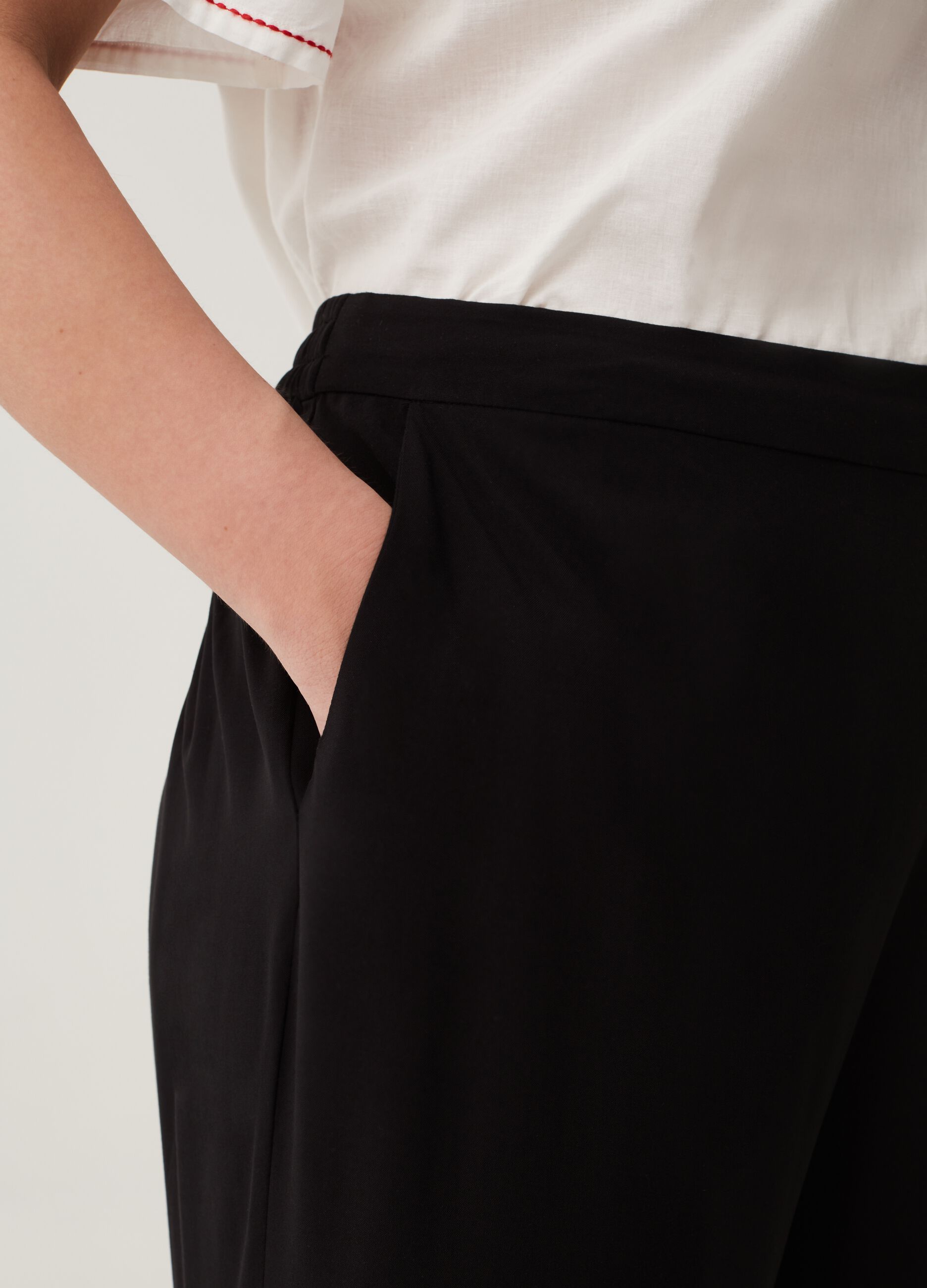 Pantaloni cropped in viscosa Curvy MYA
