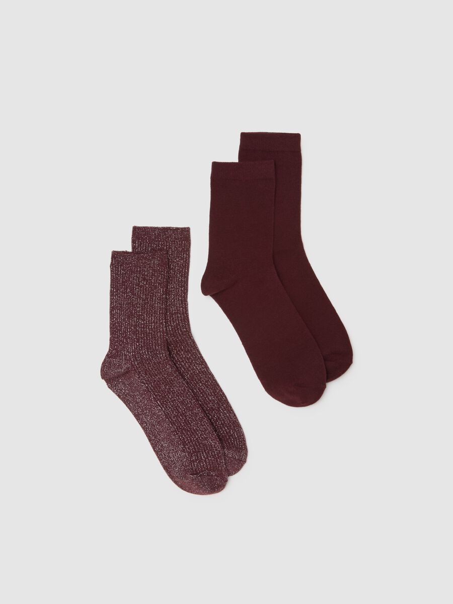 Two-pack red cotton blend stretch socks_0