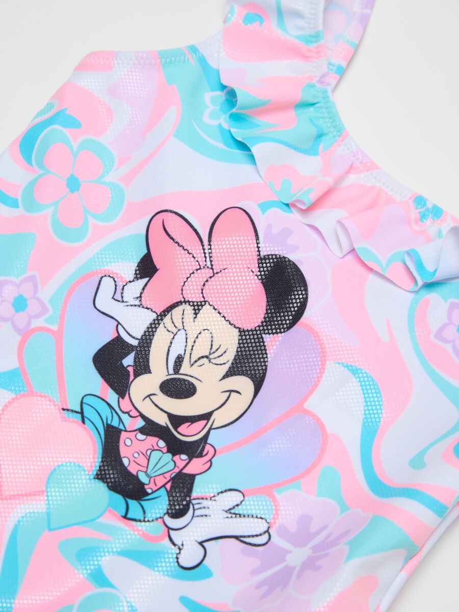 Girls’ one-piece swimsuit in multicoloured stretch fabric with Minnie Mouse print_2