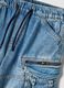 Light blue pure cotton cargo jeans with elasticated waist, relaxed fit_1