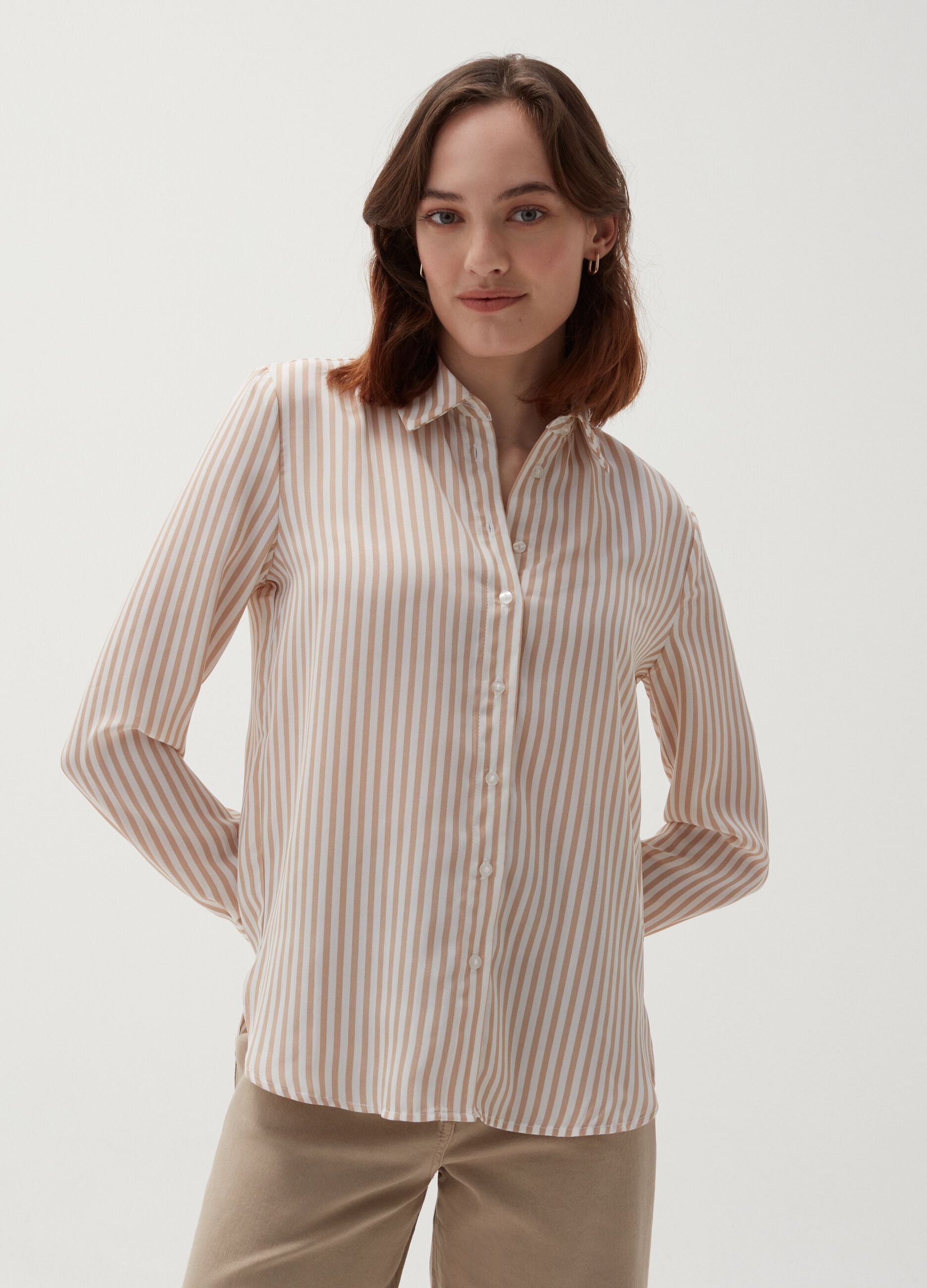 Over-fit striped shirt