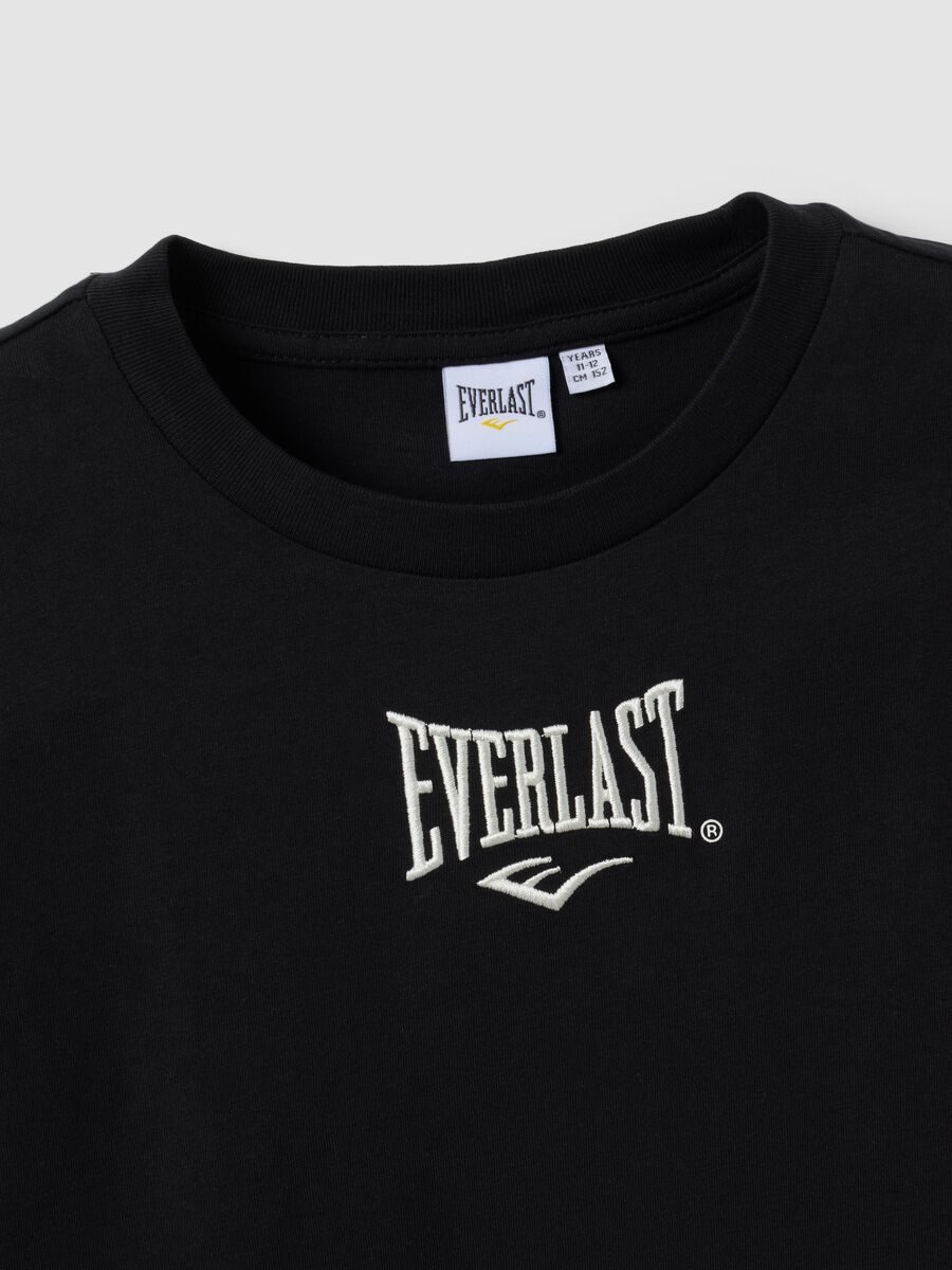 Black pure cotton logo T-shirt, regular fit, for boys_5