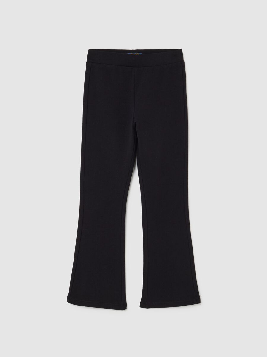 Leggings flare da bambina in cotone elasticizzato neri_0