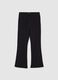 Girls' Black Stretch Cotton Flared Leggings_0