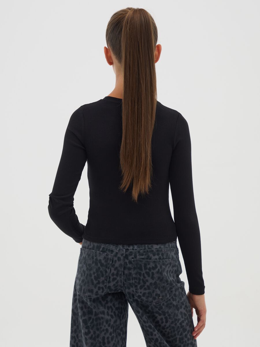 Black regular fit cotton blend girls' sweatshirt_1