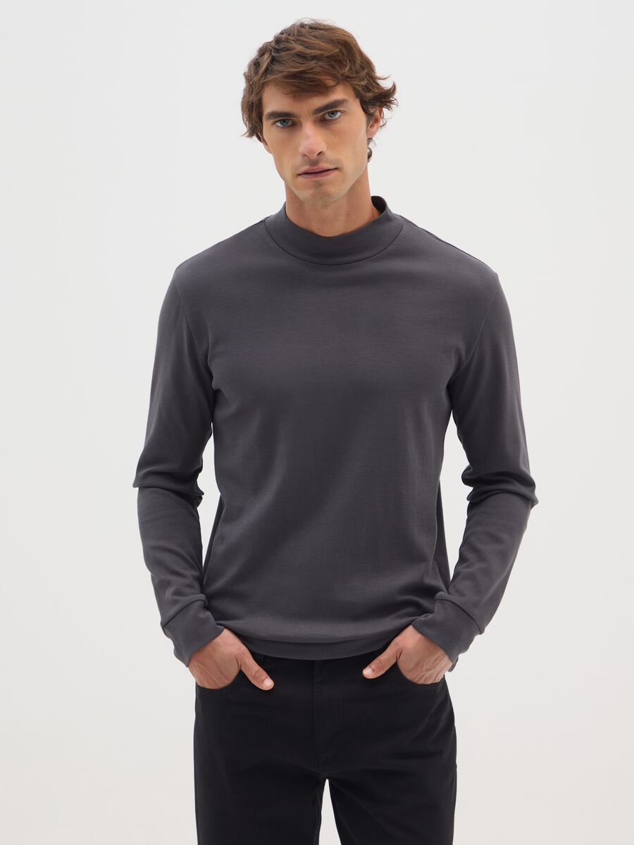 Maglia in puro cotone nero regular fit_0