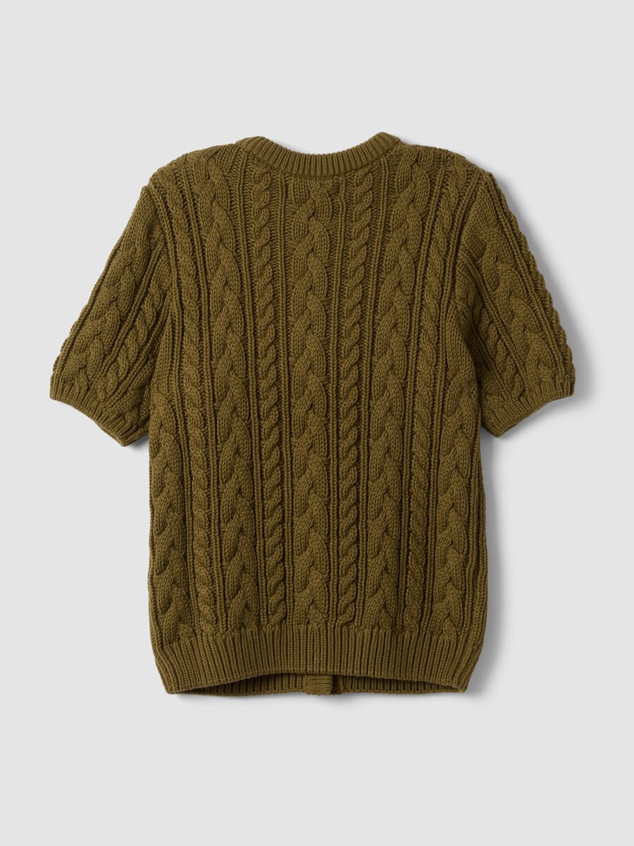 Cardigan verde in puro cotone a trecce regular fit_6