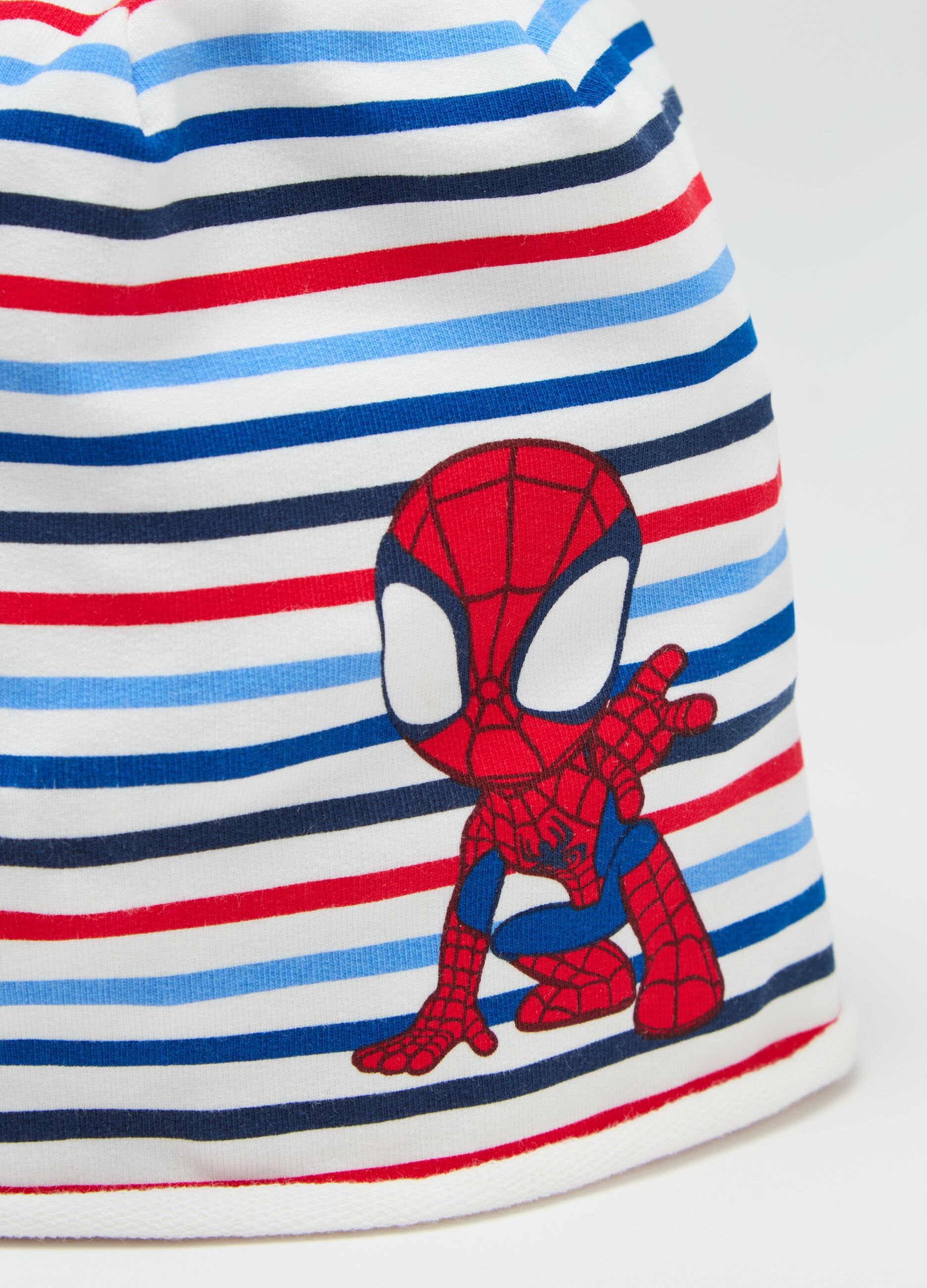 French terry hat with Spidey print