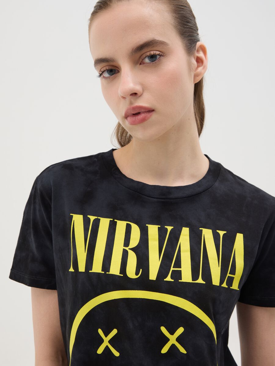 Black boxy-fit T-shirt with Nirvana print_1