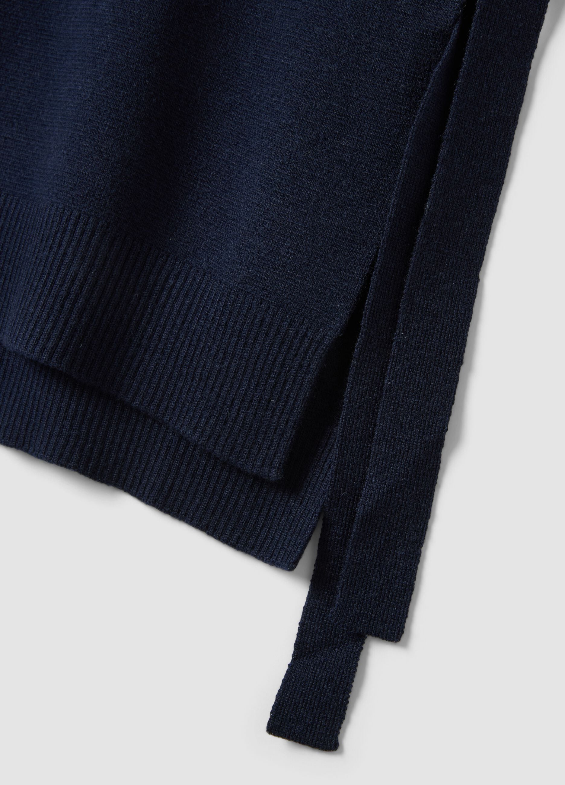 Blue wool-blend crew-neck gilet with tie-fastening side tabs, regular fit